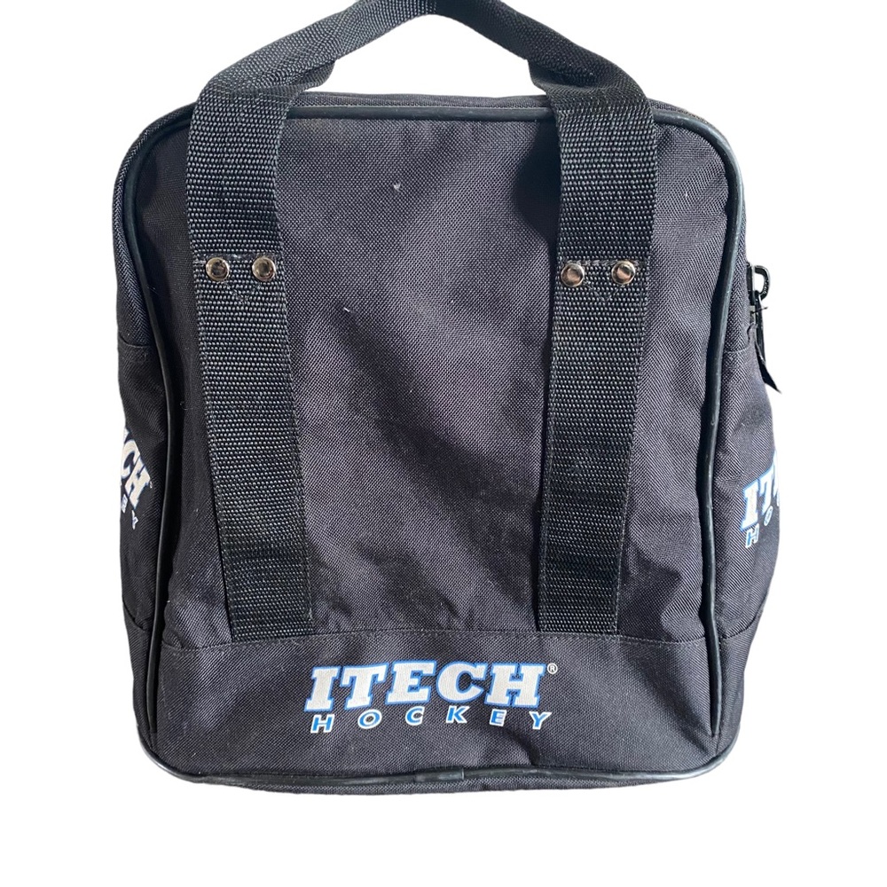 Itech Hockey Bag Black Gear Nylon Puck Carry Handles Coaching Coach Tote - Picture 2 of 8